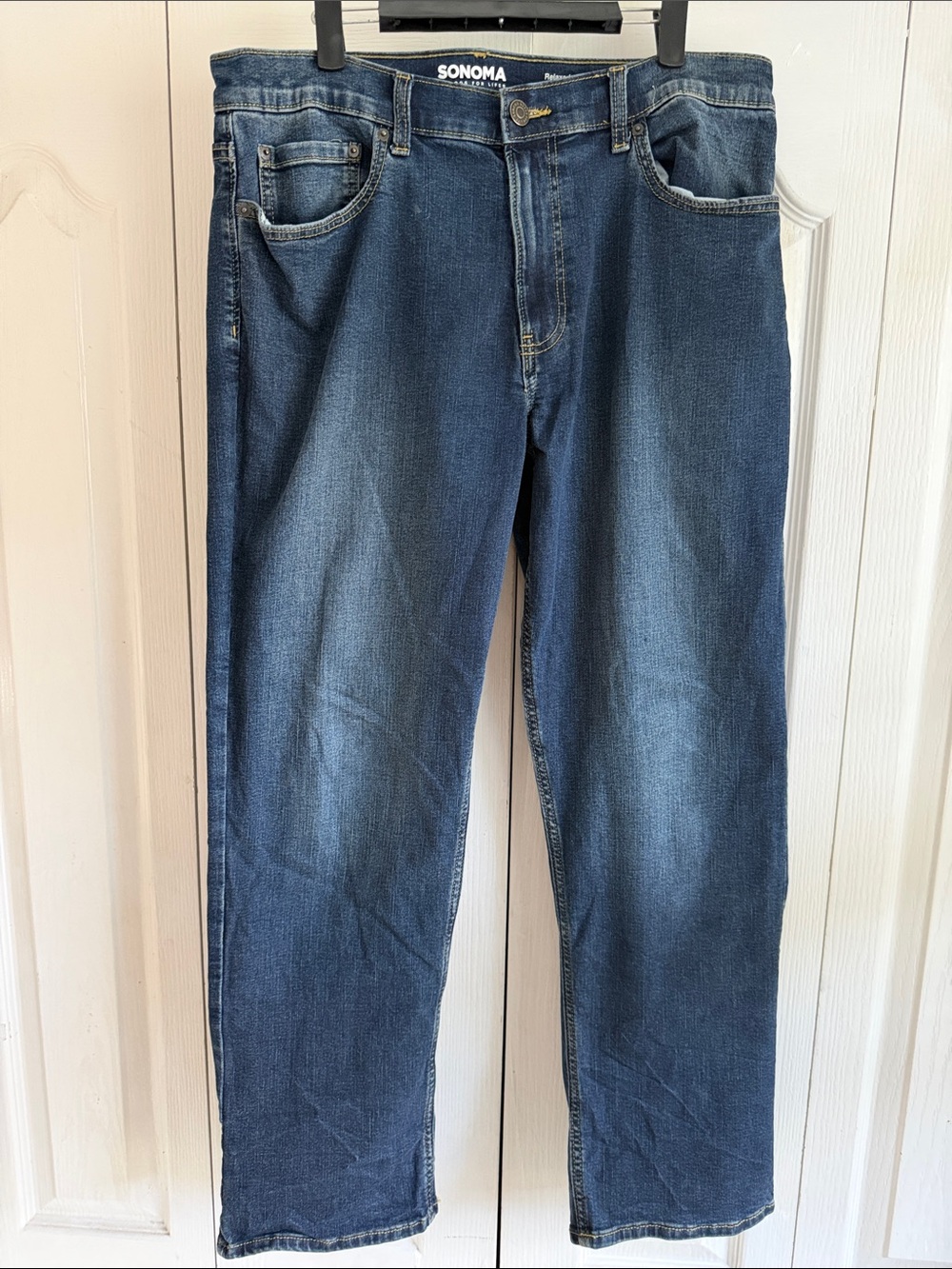 SONOMA Men's Relaxed Straight-Leg Jeans in Dark Blue Wash